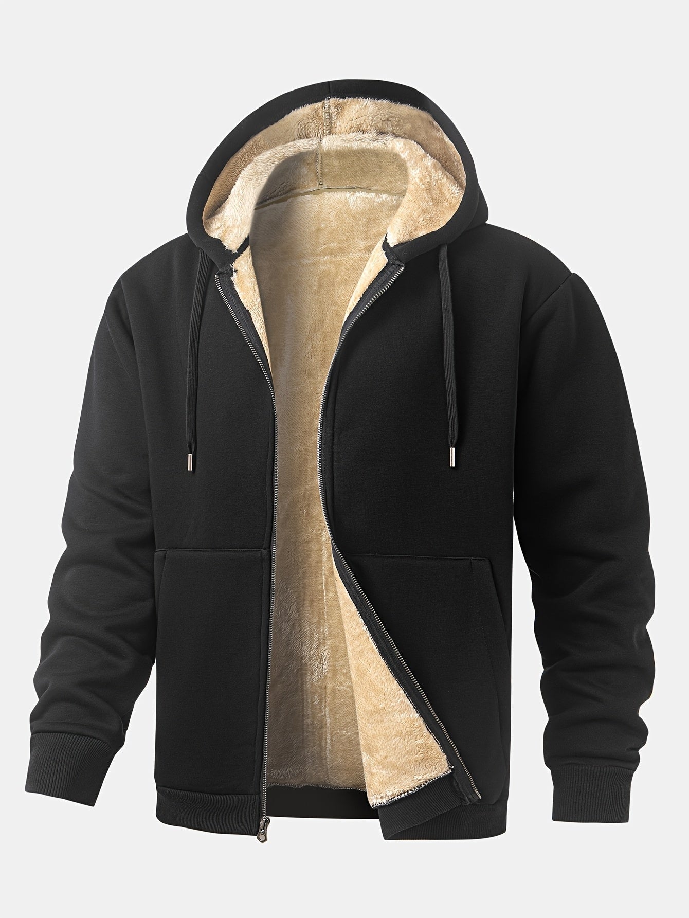 Vêtement d'extérieur pour homme, sweat à capuche zippé pour l'automne/hiver. Veste de sport décontractée pour homme — 1