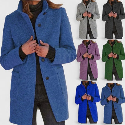 Camille | Manteau Mi-Long Cintré à Col Chemise pour Femme