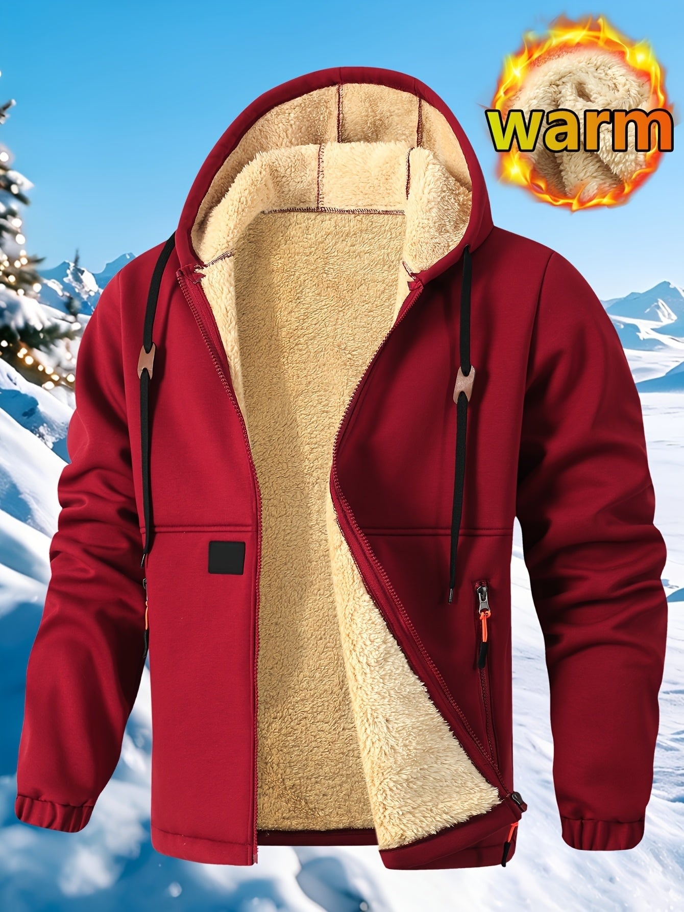 Cardigan à capuche pour homme en polaire épaisse, sweat à capuche chaud et tendance en polaire, sweat à capuche ample et confortable avec cordon de serrage, vêtements d'automne et d'hiver pour hommes, sweat à capuche décontracté pour homme avec poches zip — 4
