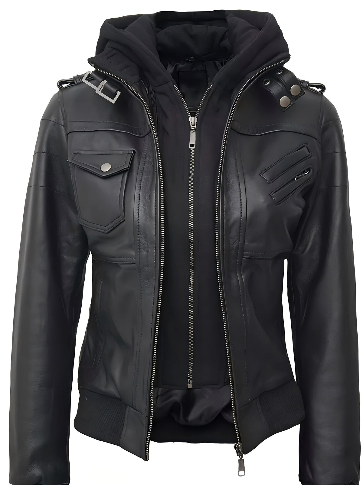 Veste 2-en-1 Femme Unie pour Printemps/Automne/Hiver – Veste Moto — 2