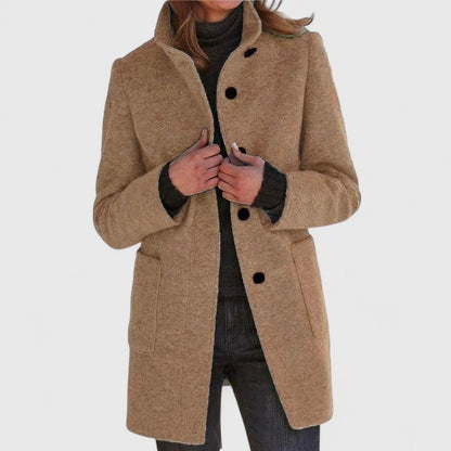 Camille | Manteau Mi-Long Cintré à Col Chemise pour Femme