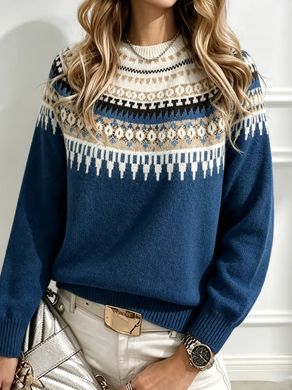 Camille | Pull en Maille Col Rond Uni Décontracté