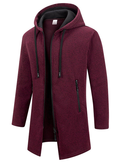 Trench long chaud doublé pour homme, automne/hiver, veste coupe ajustée, décontractée et à la mode, gris, tendance et polyvalente, haut doux et confortable, manches longues, col montant à fermeture éclair en tricot pour homme, couleur unie, pour les rasse — 5