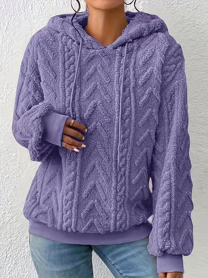 Sweat à capuche décontracté pour femme, nouvelle collection automne-hiver 2025, doublé polaire confortable, couleur unie — 7