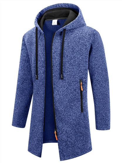 Trench long chaud doublé pour homme, automne/hiver, veste coupe ajustée, décontractée et à la mode, gris, tendance et polyvalente, haut doux et confortable, manches longues, col montant à fermeture éclair en tricot pour homme, couleur unie, pour les rasse — 4