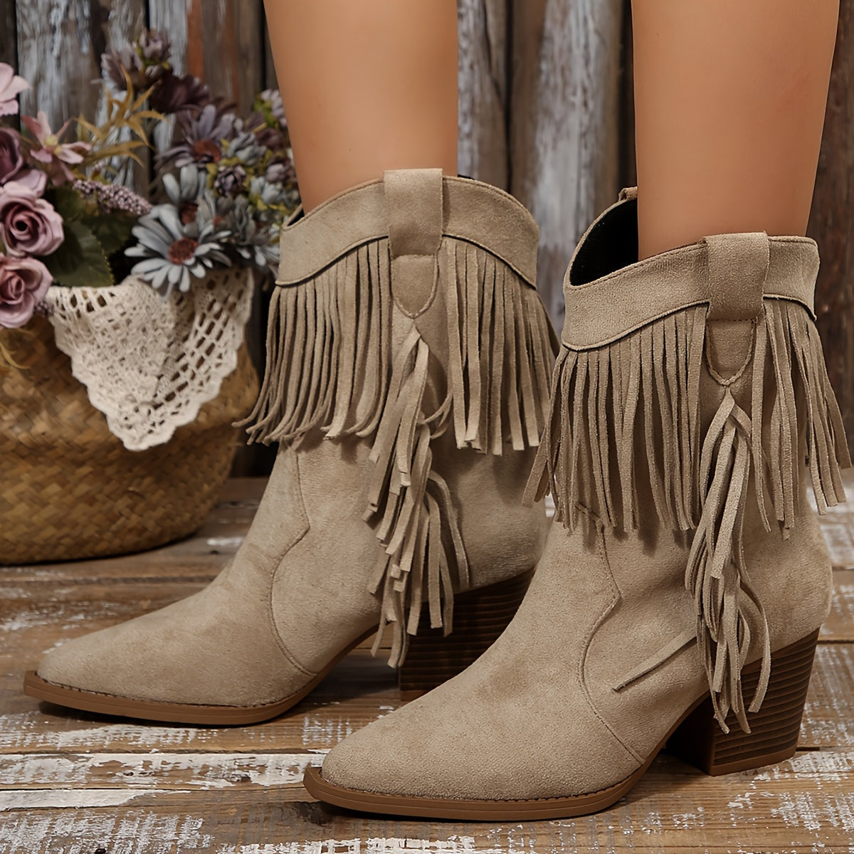 Bottes Western Vintage à Froussard pour Femmes, Bottines Tendance, Chaussures pour Femmes — 12