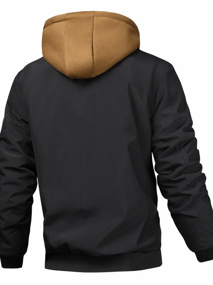 Veste à capuche unie pour homme - Coupe ample avec fermeture éclair intégrale, doublure complète pour printemps/automne/hiver, veste décontractée (sans ceinture requise) — 5