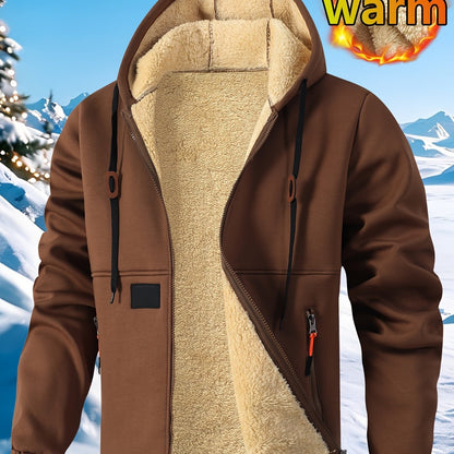 Cardigan à capuche pour homme en polaire épaisse, sweat à capuche chaud et tendance en polaire, sweat à capuche ample et confortable avec cordon de serrage, vêtements d'automne et d'hiver pour hommes, sweat à capuche décontracté pour homme avec poches zip — 12