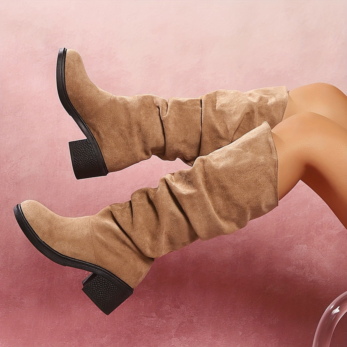 Bottes Épaisses Style Classique Minimaliste pour Femmes, Bottes de Mode pour Femmes, Bottes Mi-Mollet Tendance, Chaussures pour Femmes — 9