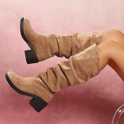 Bottes Épaisses Style Classique Minimaliste pour Femmes, Bottes de Mode pour Femmes, Bottes Mi-Mollet Tendance, Chaussures pour Femmes — 9