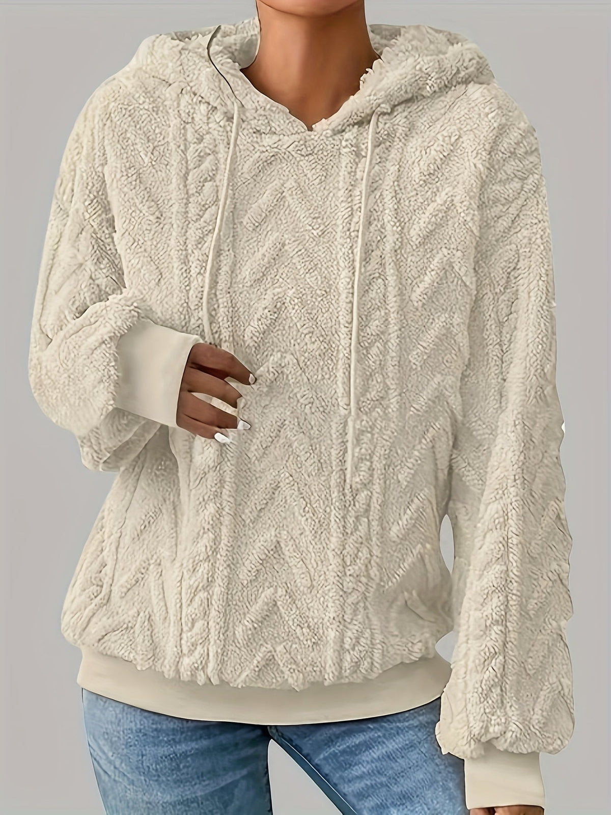 Sweat à capuche décontracté pour femme, nouvelle collection automne-hiver 2025, doublé polaire confortable, couleur unie — 4