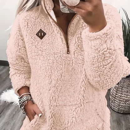 Haut sweat-shirt à la mode et élégant avec fermeture éclair et petit col montant — 11