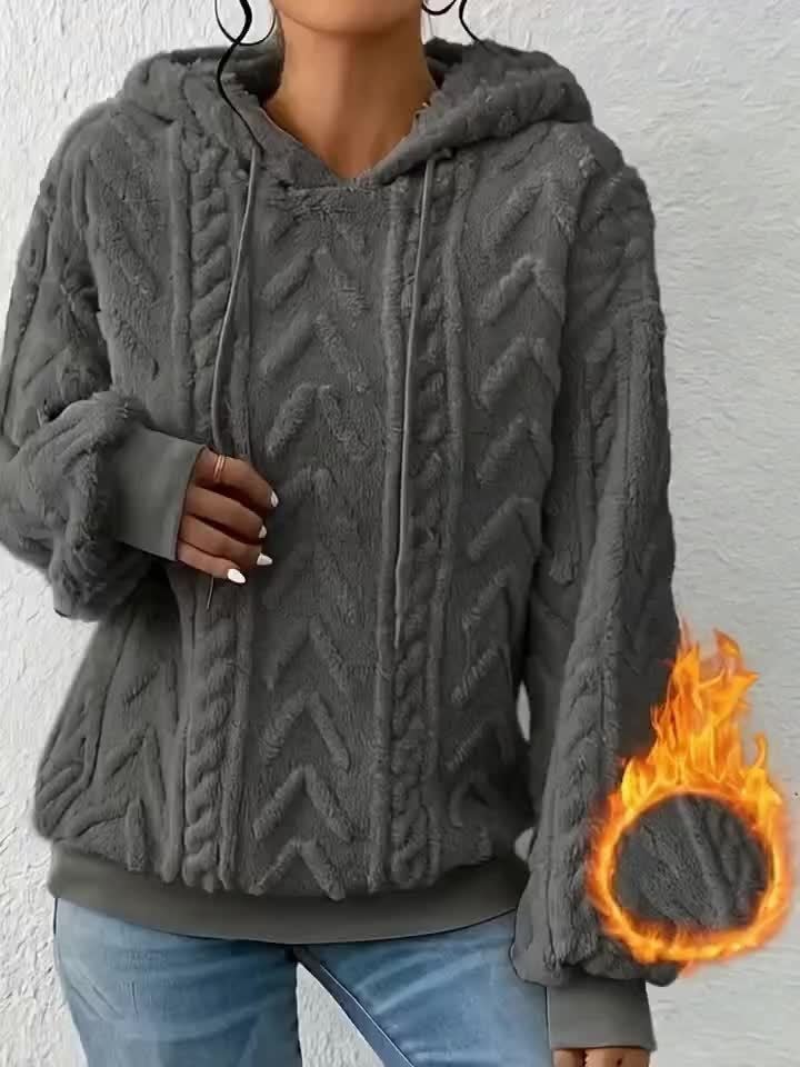 Sweat à capuche décontracté pour femme, nouvelle collection automne-hiver 2025, doublé polaire confortable, couleur unie — 10