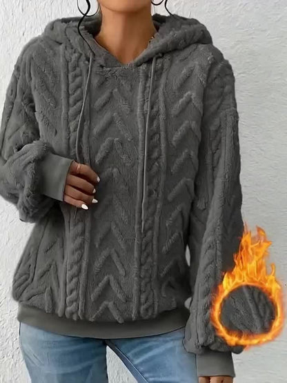 Sweat à capuche décontracté pour femme, nouvelle collection automne-hiver 2025, doublé polaire confortable, couleur unie — 10