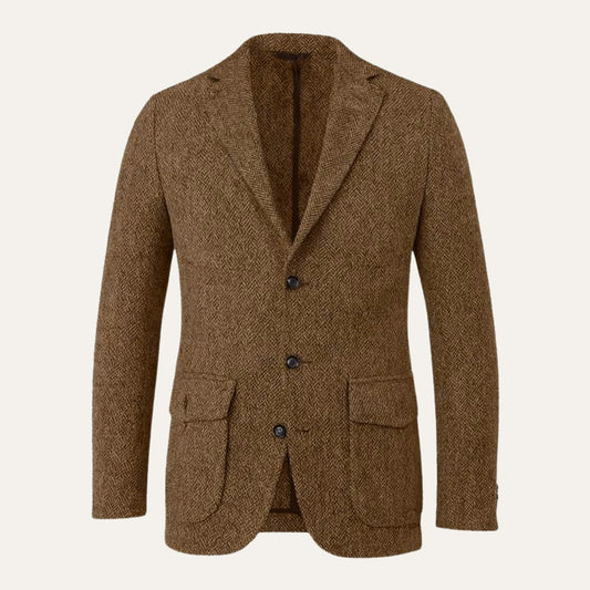 Le Blazer en Laine Herringbone à Boutonnage Simple pour Homme Soveria — 1