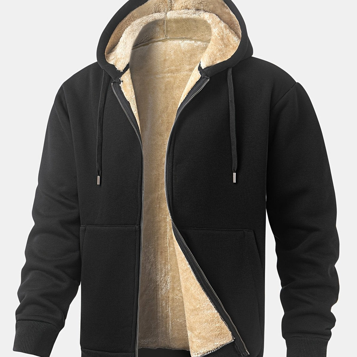 Vêtement d'extérieur pour homme, sweat à capuche zippé pour l'automne/hiver. Veste de sport décontractée pour homme — 8