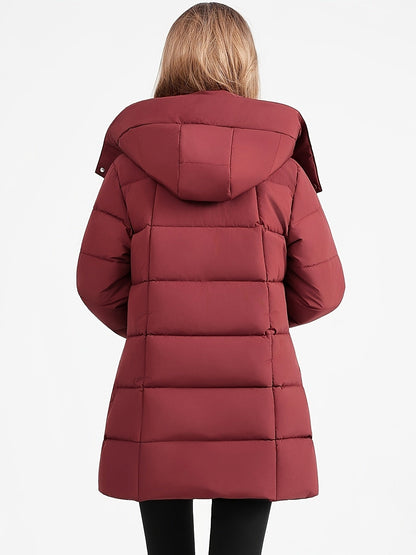 Nouveau manteau d'hiver rembourré pour femmes, mode élégant, coupe slim, idéal pour le bureau, les trajets quotidiens, cadeau de Noël, veste avec grande capuche côtelée - Vêtement d'extérieur rembourré — 5