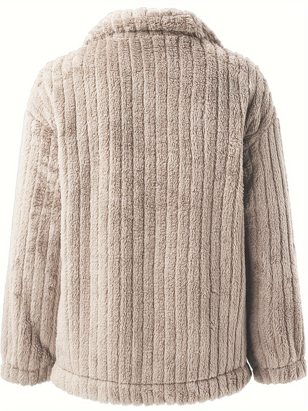 Veste décontractée à col retourné et manches longues en teddy pour femme — 5