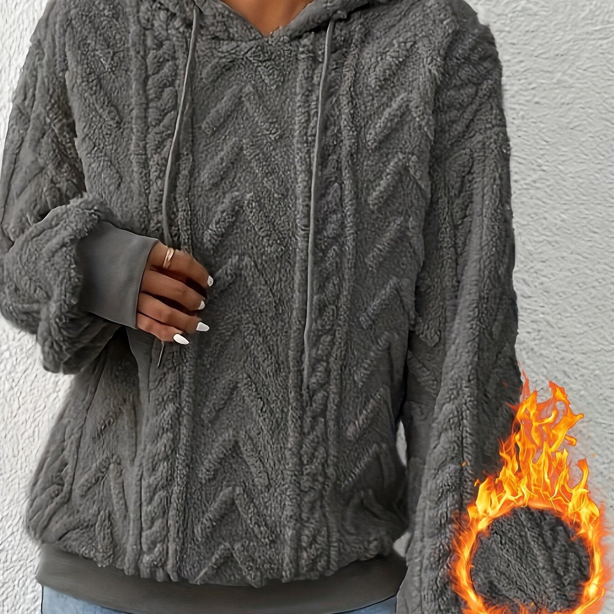 Sweat à capuche décontracté pour femme, nouvelle collection automne-hiver 2025, doublé polaire confortable, couleur unie — 11