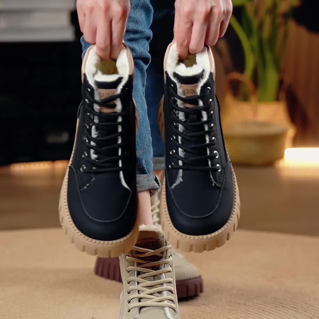 Bottes Montantes Hiver pour Femmes avec Doublure, Semelle Épaisse, Baskets Confortables et Décontractées, Chaussures pour Femmes — 13