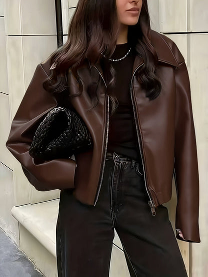Veste en similicuir décontractée et tendance pour femmes — 3