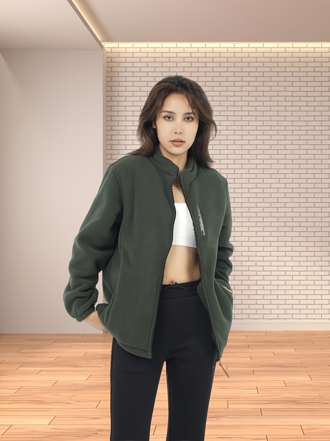Nouvelle veste doublée en polaire, plusieurs couleurs disponibles, facile à assortir, manteau d'automne et d'hiver pour femmes, manteau décontracté de couleur unie doublé en polaire et épaissi — 1