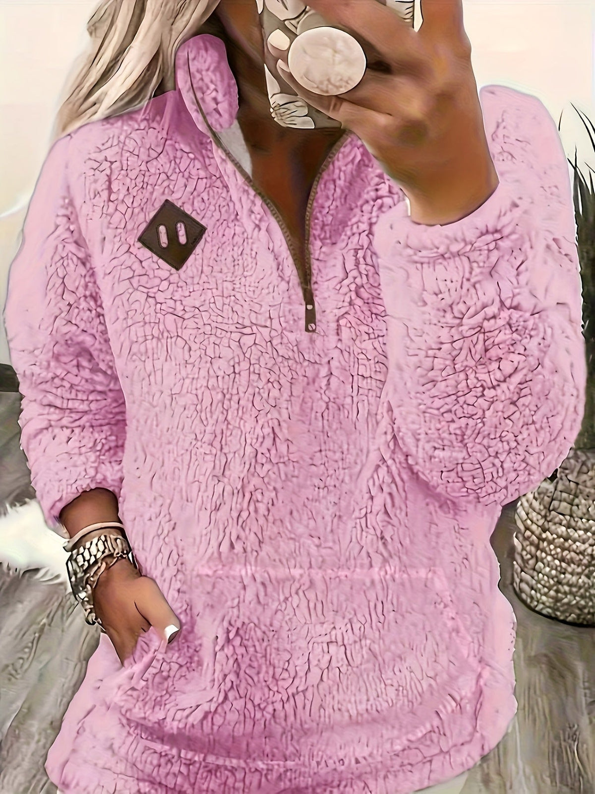 Haut sweat-shirt à la mode et élégant avec fermeture éclair et petit col montant — 4