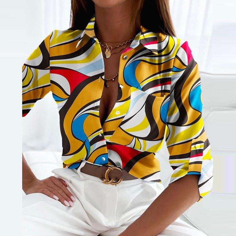 Fenna | Dames Print Blouse met Omslagkraag — 16