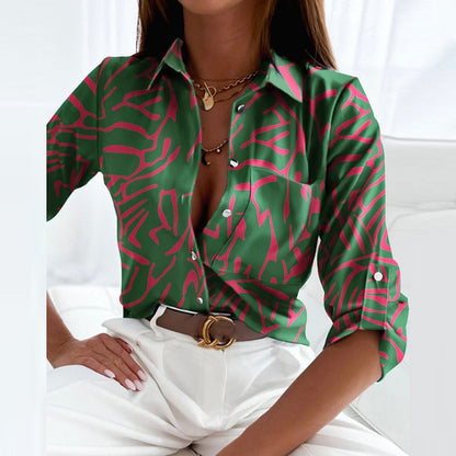 Fenna | Dames Print Blouse met Omslagkraag — 17