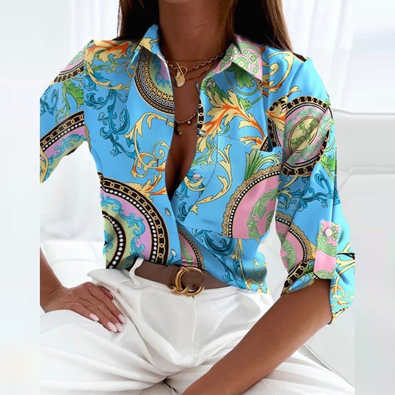 Fenna | Dames Print Blouse met Omslagkraag — 7