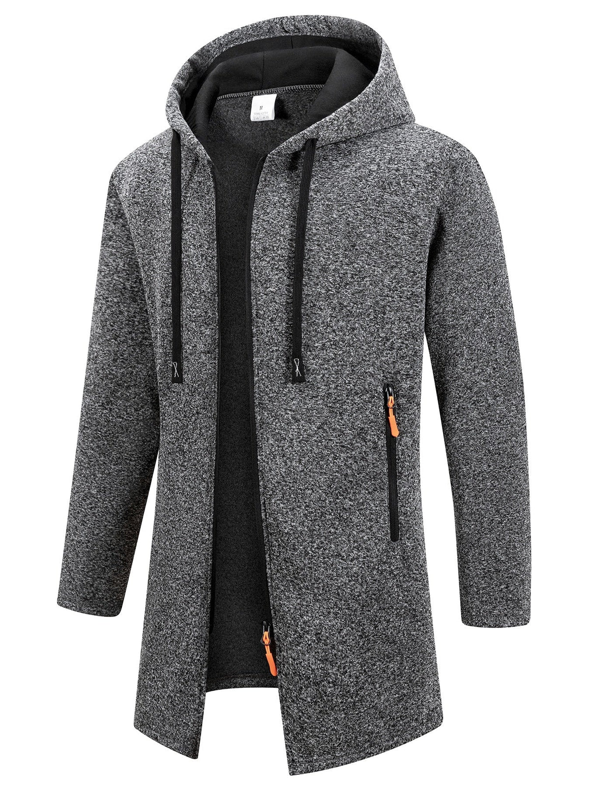 Trench long chaud doublé pour homme, automne/hiver, veste coupe ajustée, décontractée et à la mode, gris, tendance et polyvalente, haut doux et confortable, manches longues, col montant à fermeture éclair en tricot pour homme, couleur unie, pour les rasse — 2