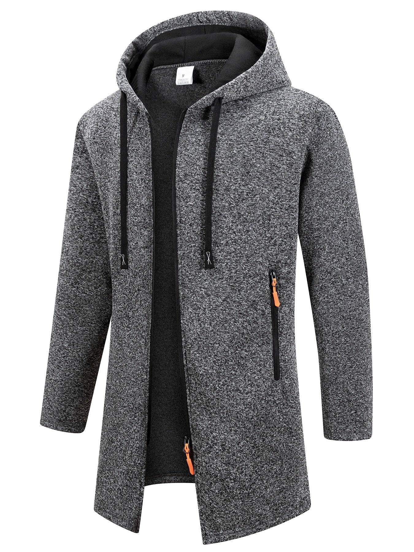 Trench long chaud doublé pour homme, automne/hiver, veste coupe ajustée, décontractée et à la mode, gris, tendance et polyvalente, haut doux et confortable, manches longues, col montant à fermeture éclair en tricot pour homme, couleur unie, pour les rasse — 2