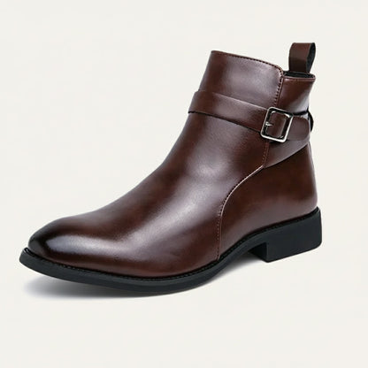 The Franciacorta Men’s Leather Ankle Boots with Side Zip & Non Slip Sole — 6