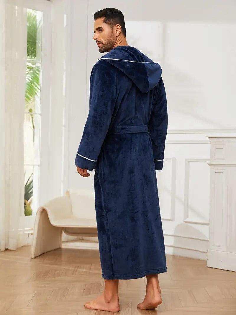 The Greenwich Men's Hooded Long Bathrobe with Belt — 8