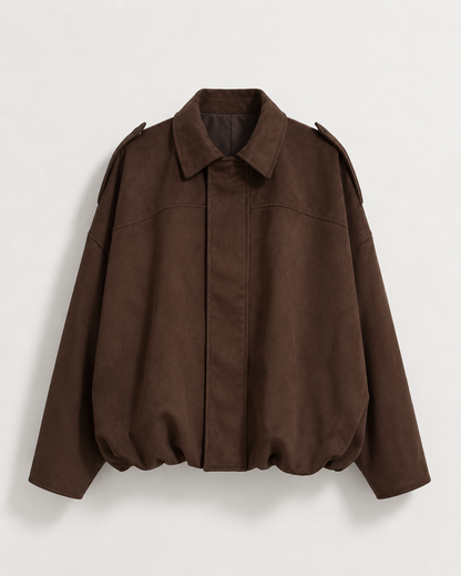 Dames Leren Jas Suede Oversized Warm — 13