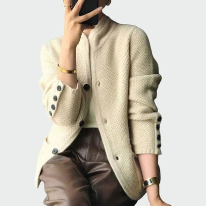Célia | Blazer Texturé Boutonné à Manches Longues pour Femme