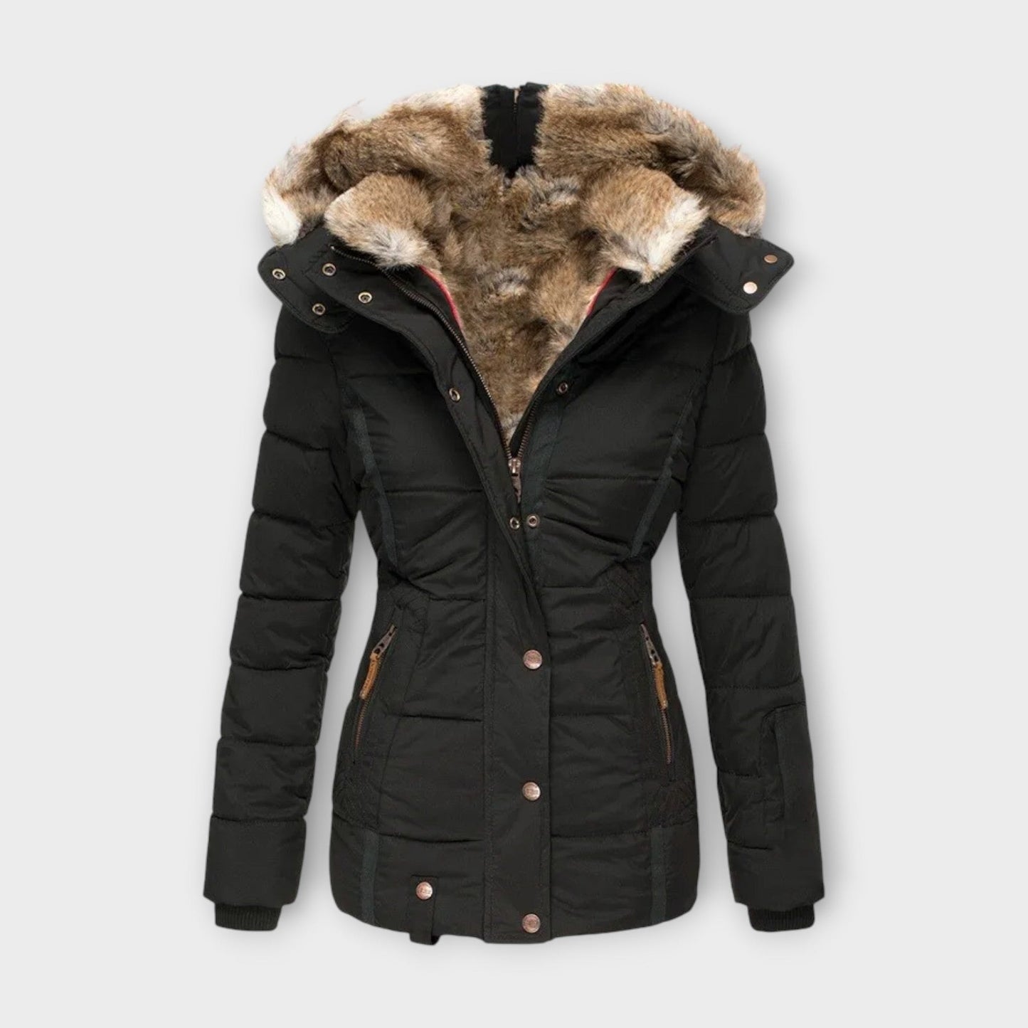 Emine | Doudoune d'Hiver à Capuche Fourrure pour Femme