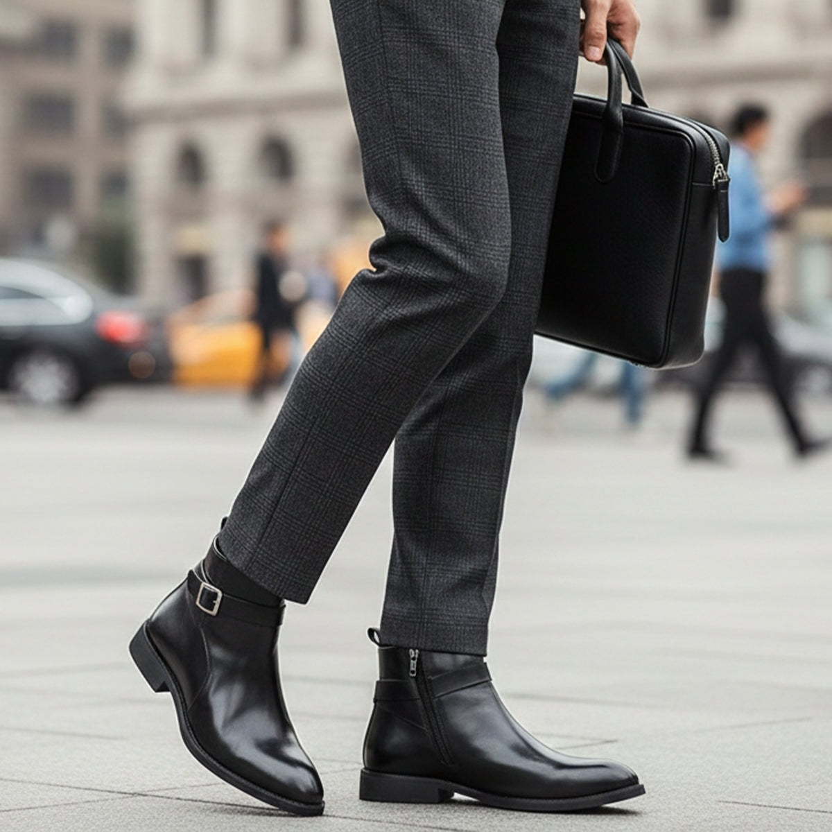 The Franciacorta Men’s Leather Ankle Boots with Side Zip & Non Slip Sole — 9