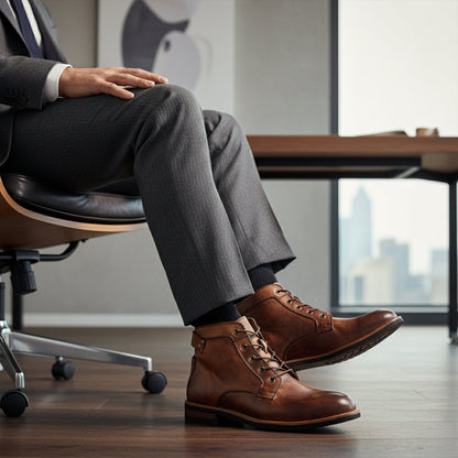 The Lucca Men’s Lace Up Vintage Leather Ankle Boots — 9
