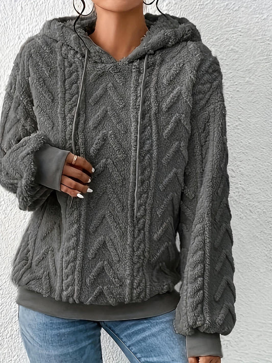 Sweat à capuche décontracté pour femme, nouvelle collection automne-hiver 2025, doublé polaire confortable, couleur unie