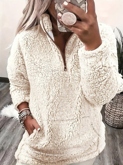 Haut sweat-shirt à la mode et élégant avec fermeture éclair et petit col montant