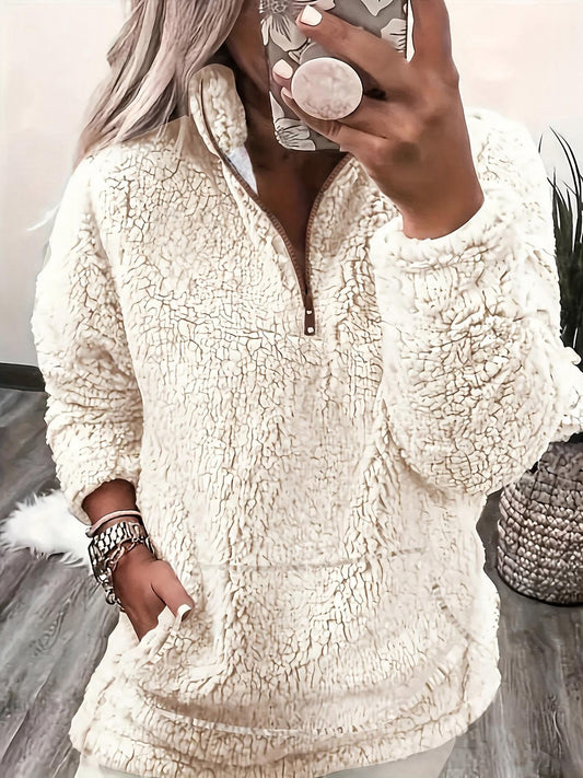 Haut sweat-shirt à la mode et élégant avec fermeture éclair et petit col montant