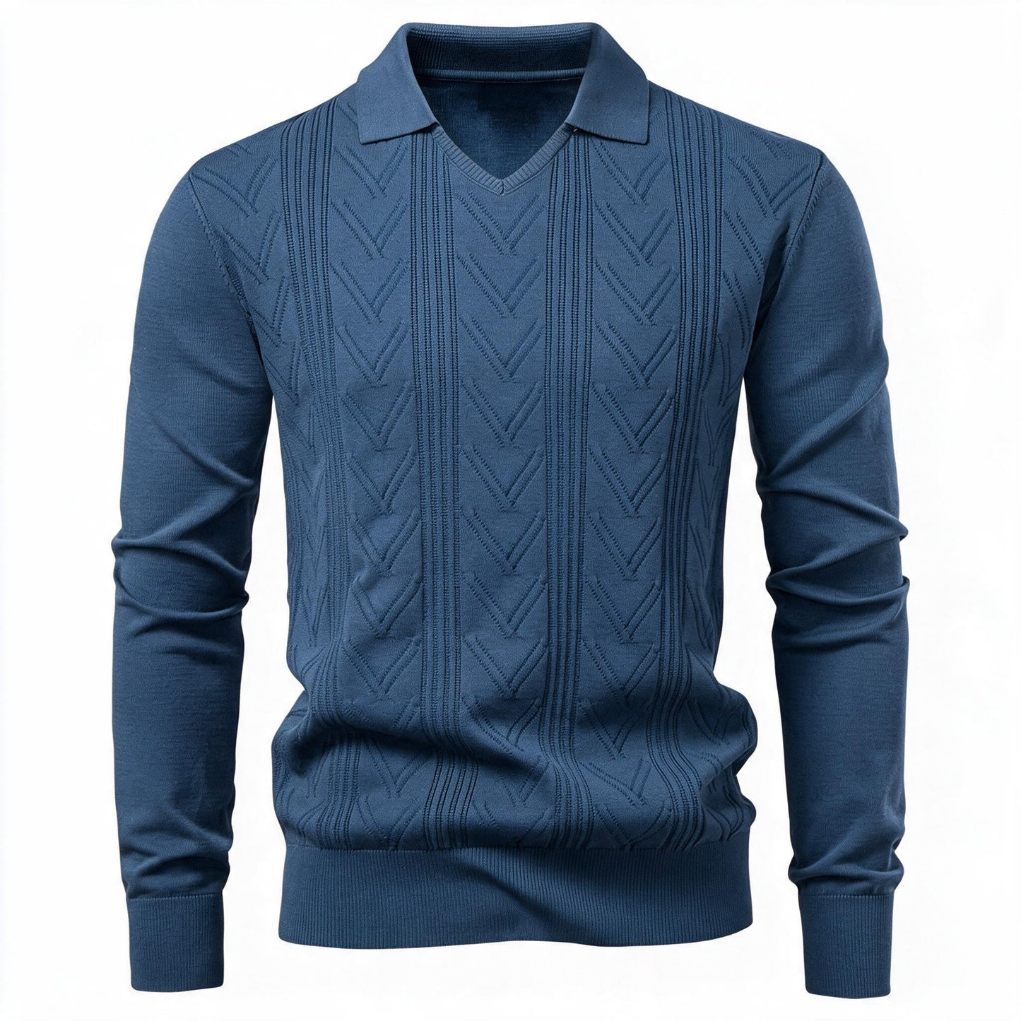 Pull pour hommes avec col en V et design structuré