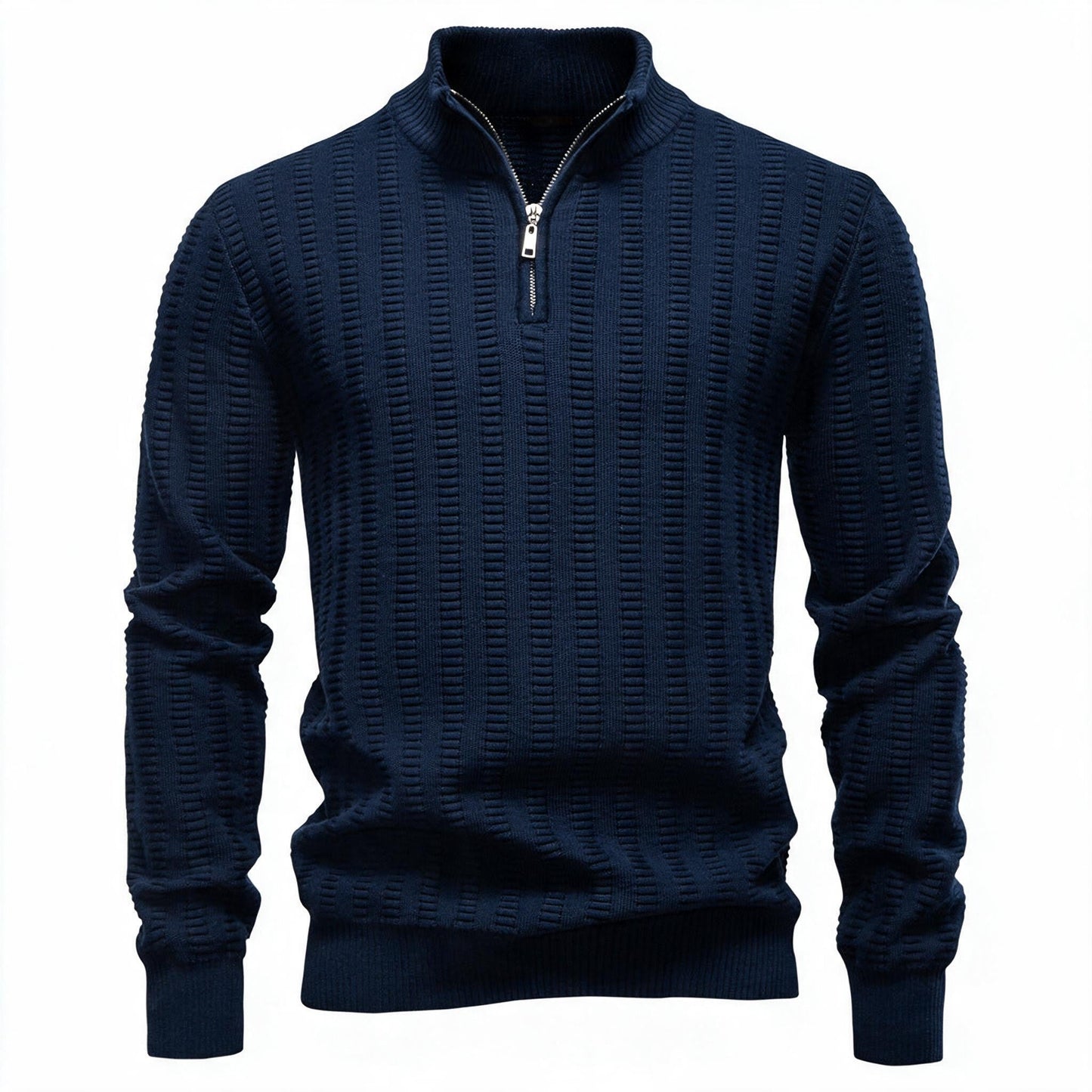 Pull pour hommes avec design structuré et demi-zip