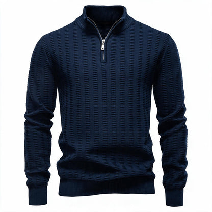 Pull pour hommes avec design structuré et demi-zip