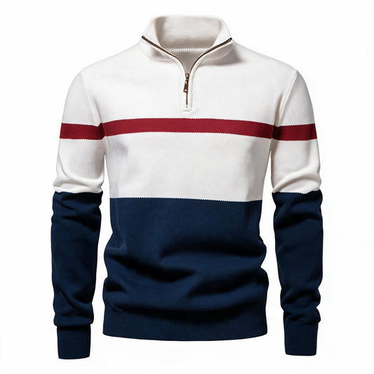 Pull pour hommes avec col montant et fermeture éclair