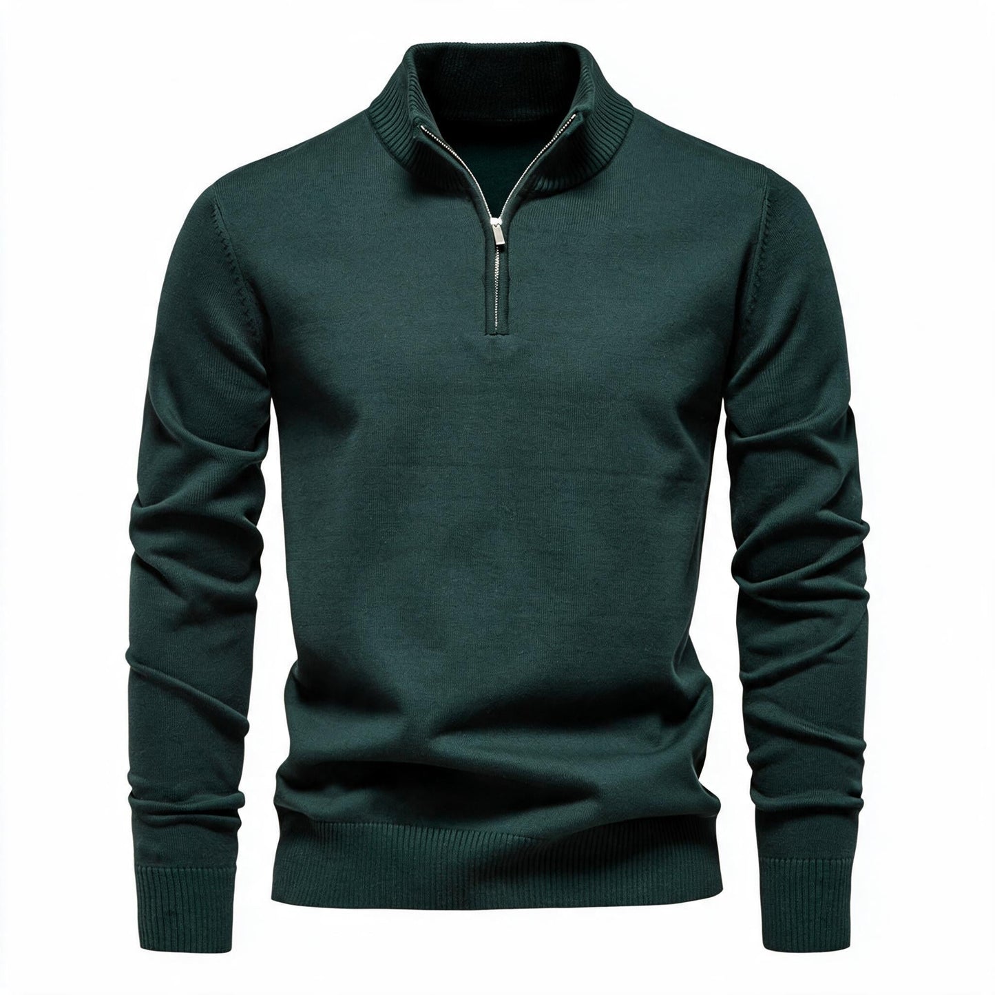 Pull pour hommes avec fermeture éclair courte et col montant à la mode