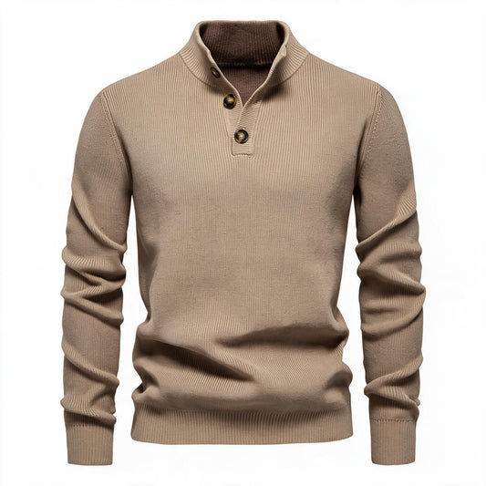 Pull pour hommes avec patte de boutonnage et motif structuré