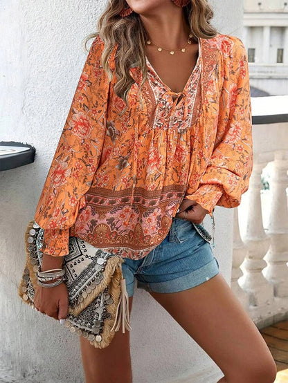 Marije | Dames Boho Bloemenprint V-hals Blouse — 7