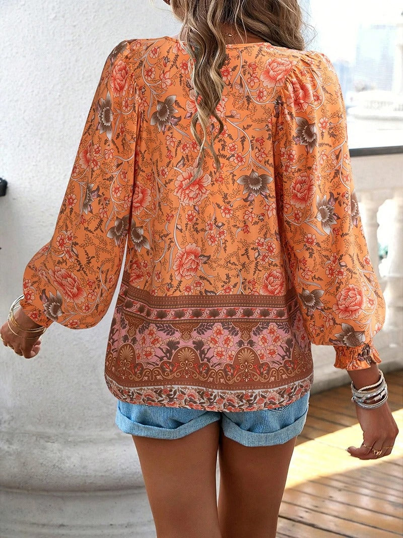 Marije | Dames Boho Bloemenprint V-hals Blouse — 8